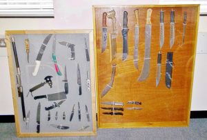 Knives confiscated off the streets of Hackney.